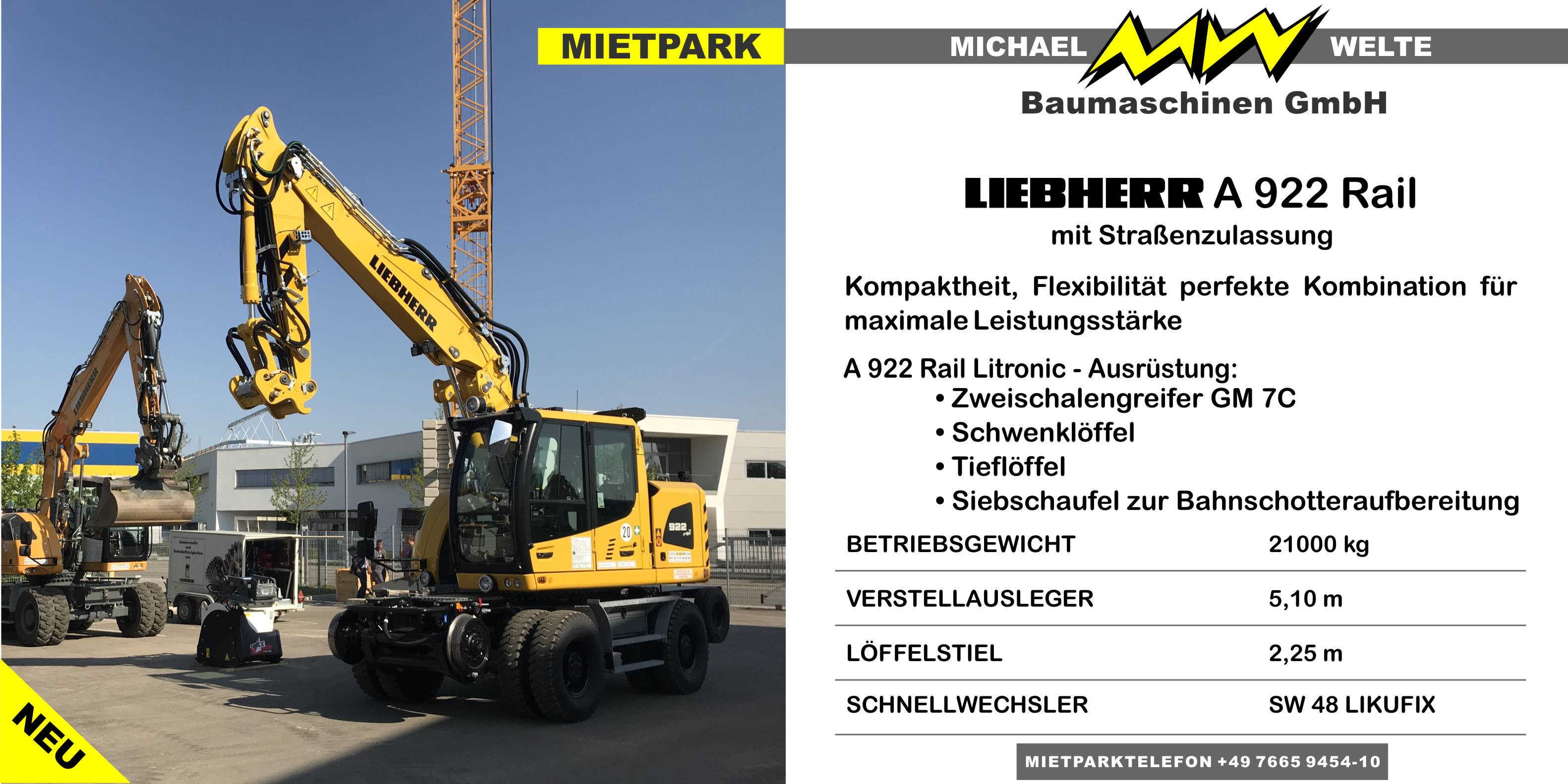 Querformat Liebherr A922 Rail unser Bild 4.06.18